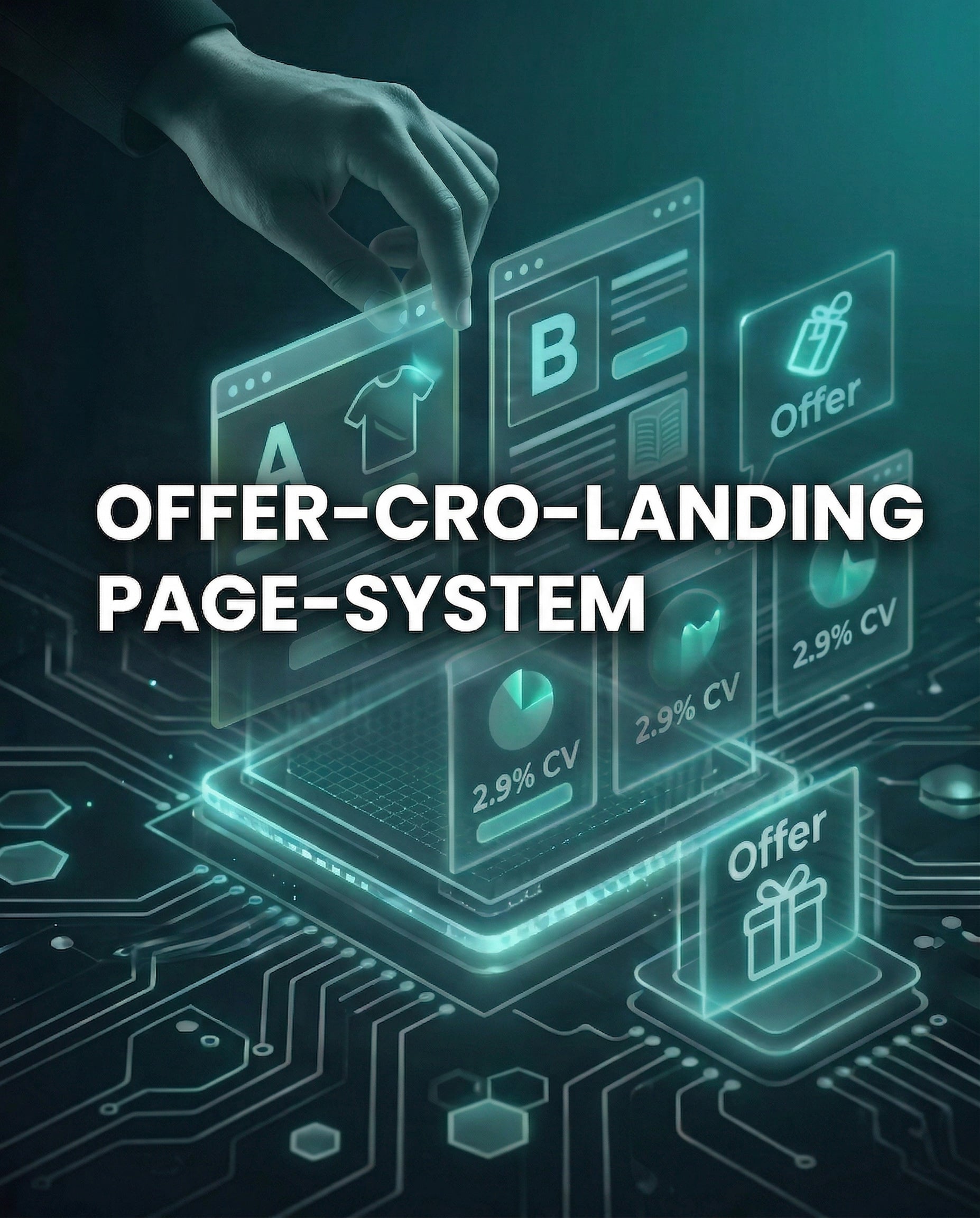 Hand selecting digital landing page system interface for offer and CRO optimization
